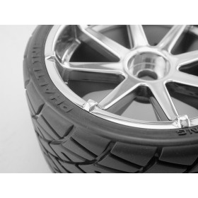 HPI RACING Koła PHALTLINE TIRE + BLAST WHEEL CHROME MT 1/8 2szt.