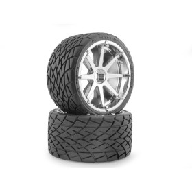 HPI RACING Koła PHALTLINE TIRE + BLAST WHEEL CHROME MT 1/8 2szt.