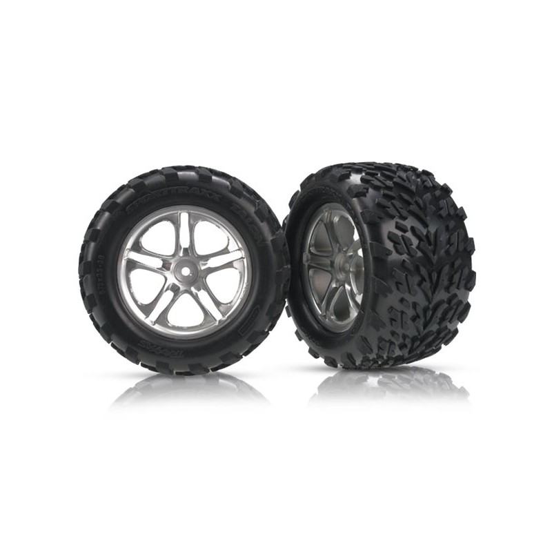 TRAXXAS Koła 2szt. 1/8 3.8" Split Spoke Satin Wheels & Talon Tires