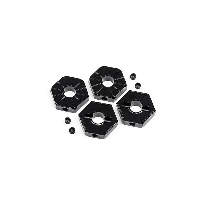 MAVERICK 17MM HEX WHEEL ADAPTOR W/ SET SCREWS 4PCS (BLACK)