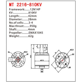 EMAX Silnik MT2216 810KV CCW 228W - ciąg 950g