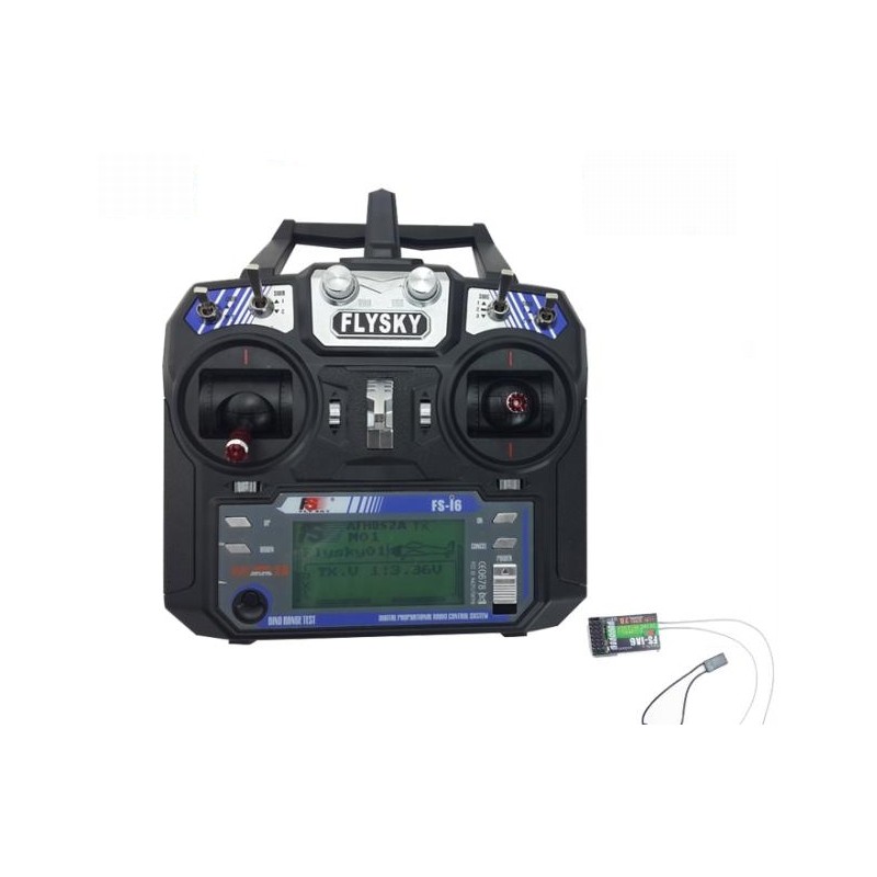 FLYSKY Aparatura FS-i6 6CH + odbiornik iA6 : Telemetria. 2,4GHz, Mode 2, LCD