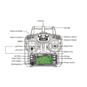 FLYSKY Aparatura FS-i6 6CH + odbiornik iA6 : Telemetria. 2,4GHz, Mode 2, LCD