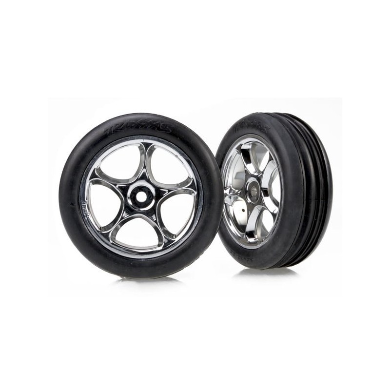 TRAXXAS Alias Ribbed Tires with Tracer 2.2" Chrome Wheels (front)
