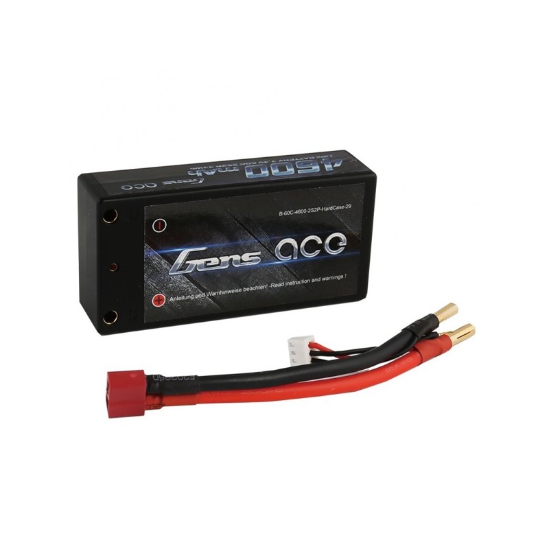 GENS ACE Akumulator HARDCASE LiPo 7,4V 4600mAh 60C 2S DEAN Shorty B-60C-4600-2S2P-Hard