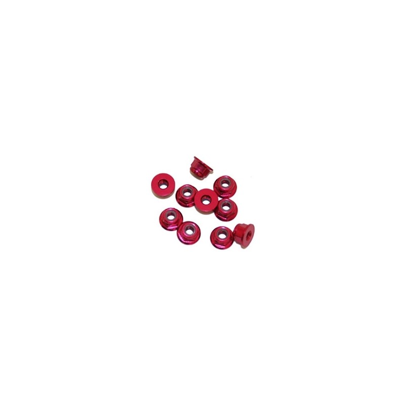 ULTIMATE RACING Nakrętki 4mm samokontrujące z kołnierzem (czerwone) 10szt.
