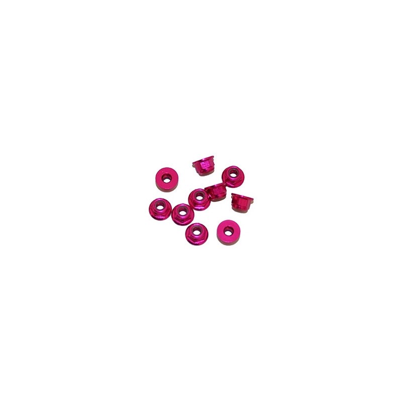 ULTIMATE RACING Nakrętki 4mm samokontrujące z kołnierzem (różowe) 10szt.
