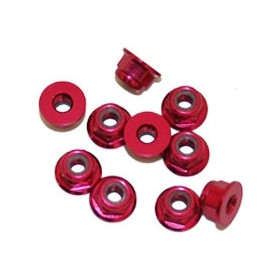 ULTIMATE RACING Nakrętki 3mm samokontrujące z kołnierzem (czerwone) 10szt.
