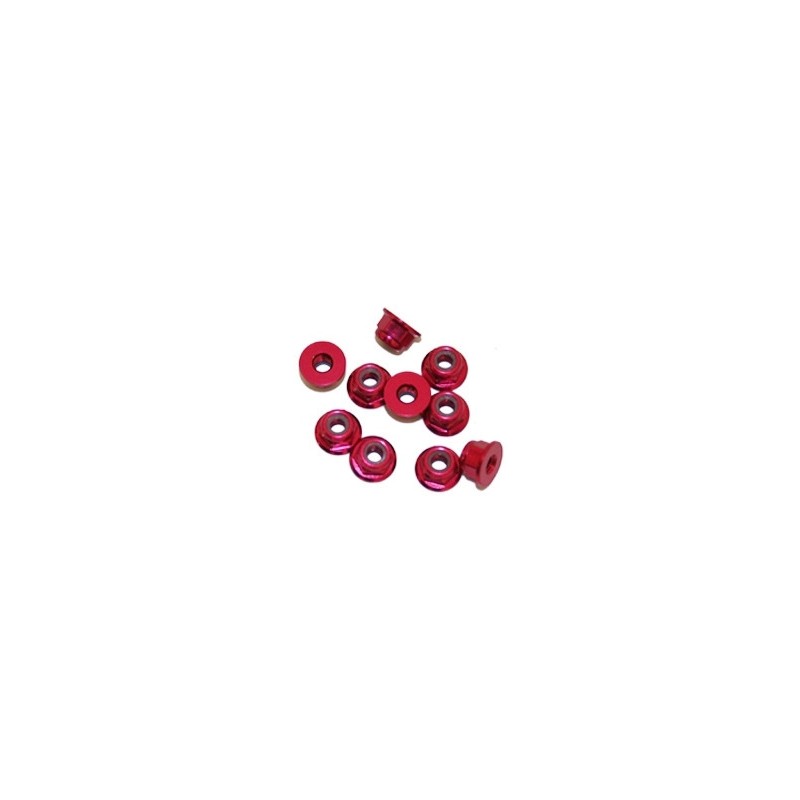 ULTIMATE RACING Nakrętki 3mm samokontrujące z kołnierzem (czerwone) 10szt.