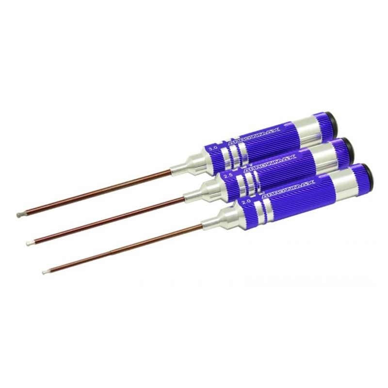 ARROWMAX Zestaw śrubokrętów imbusowych kulowych stalowych 120mm 3szt.