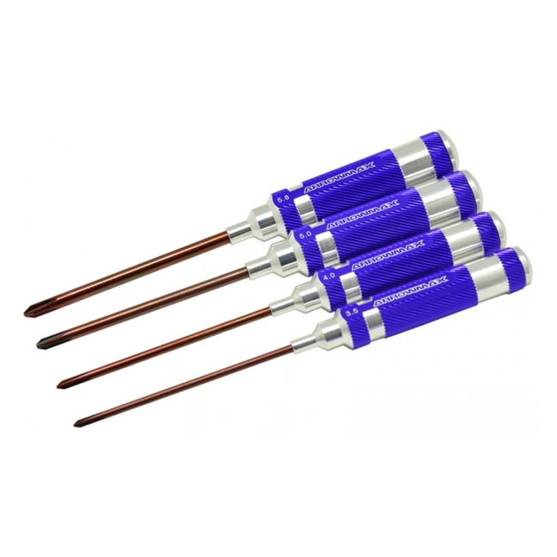 ARROWMAX Zestaw śrubokrętów krzyżakowych stalowych 3,5-5,8x120mm 4szt.