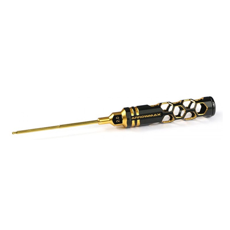 ARROWMAX Śrubokręt imbusowy kulowy Black Golden stalowy 2,0x100mm