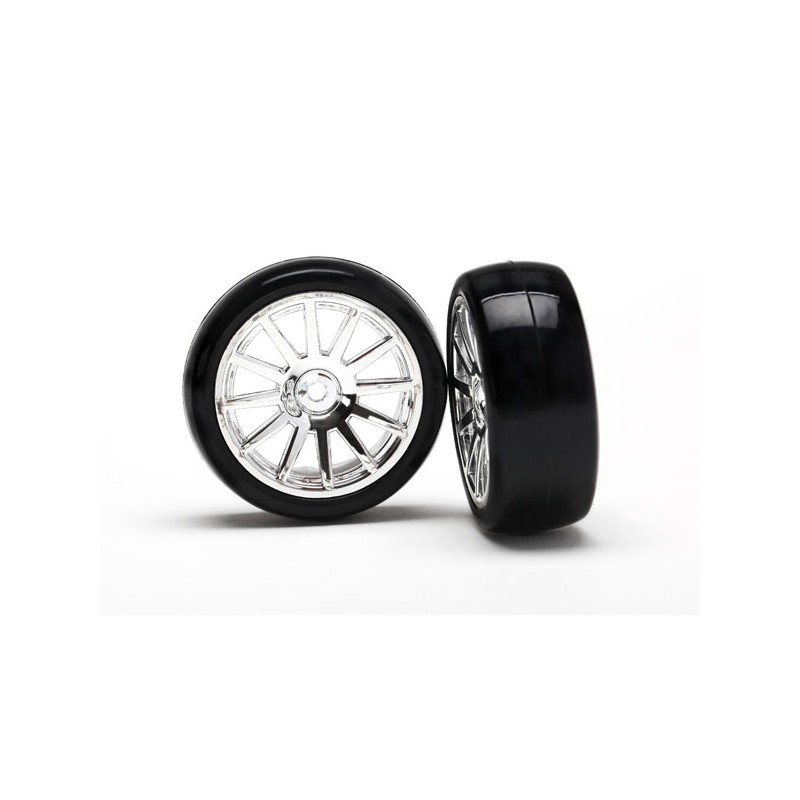 TRAXXAS Koła 2szt. / Tires & wheels (12-spoke chrome, slick)