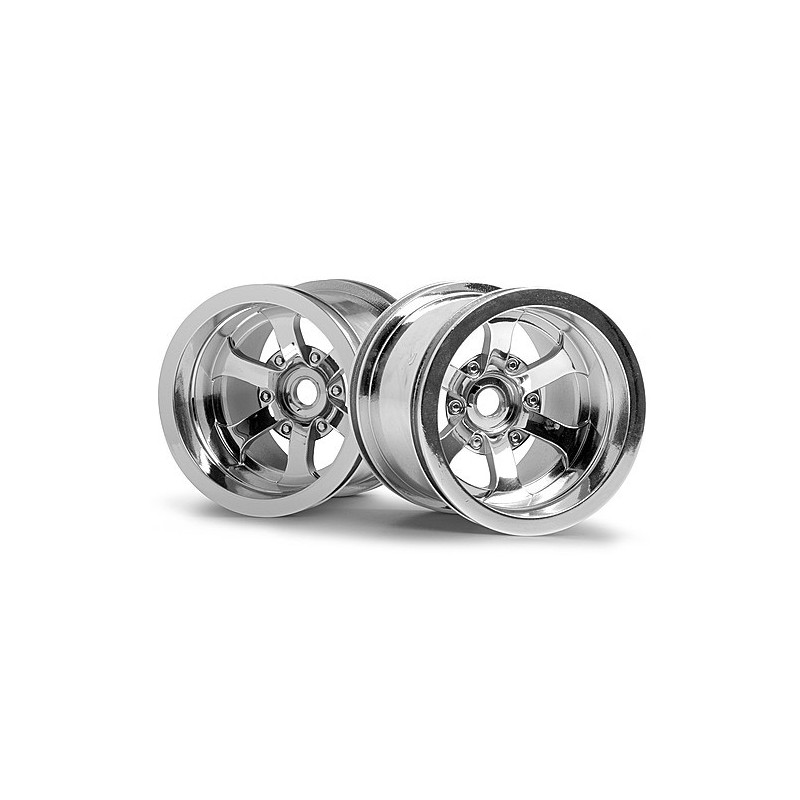 HPI RACING SCORCH 6-SPOKE WHEEL SHINY CHROME (55x50mm/2pcs)