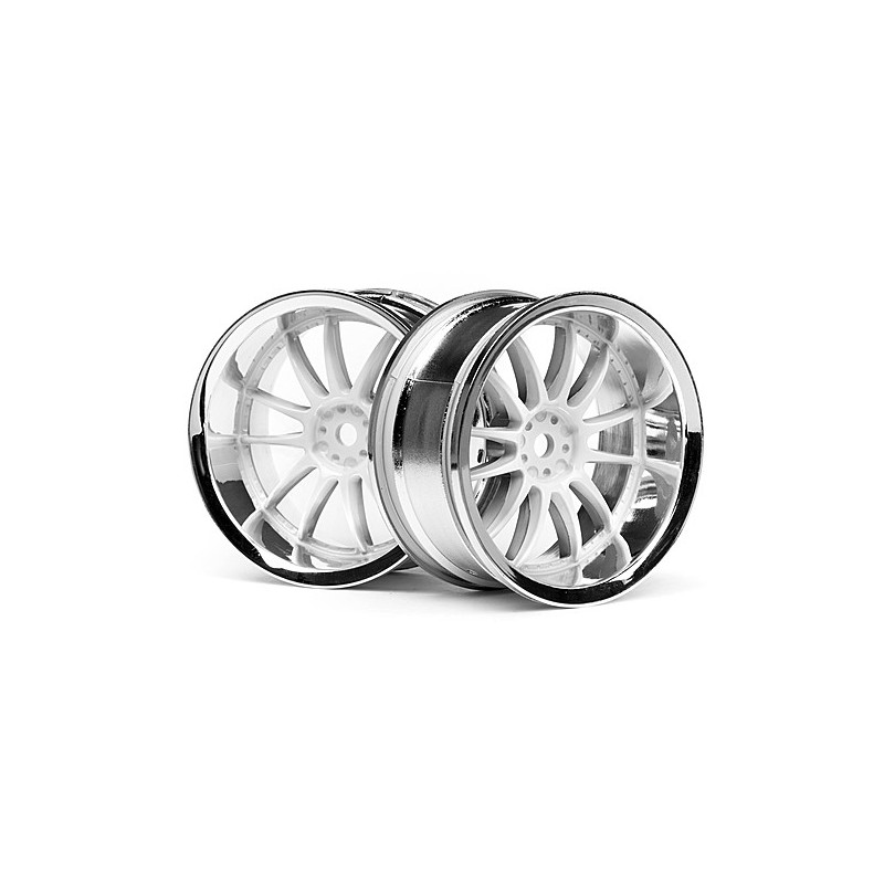 HPI RACING WORK XSA 02C WHEEL 26mm CHROME/WHITE (6mm OFFSET)