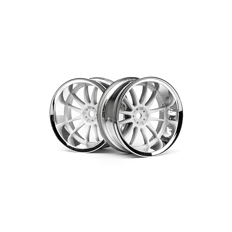 HPI RACING WORK XSA 02C WHEEL 26mm CHROME/WHITE (9mm OFFSET)