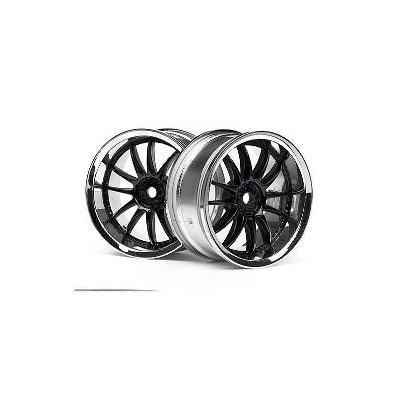 HPI RACING WORK XSA 02C WHEEL 26mm CHROME/BLACK (3mm OFFSET)