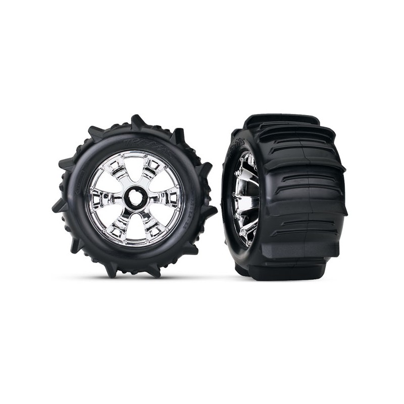 TRAXXAS Koła łopatowe / Paddle Tires & Geode Chrome Wheels 3,8"