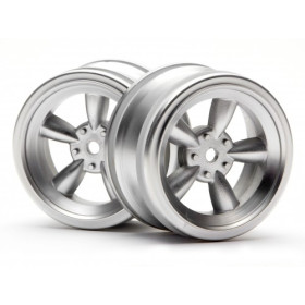 HPI RACING VINTAGE 5 SPOKE WHEEL 26MM MATTE CHROME(0MM OFFSET)