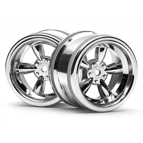 HPI RACING VINTAGE 5 SPOKE WHEEL 31MM SHINY CHROME (6MM OFFSET)