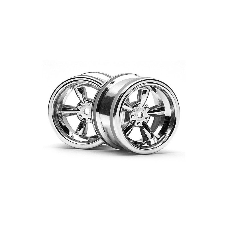HPI RACING VINTAGE 5 SPOKE WHEEL 31MM SHINY CHROME (6MM OFFSET)