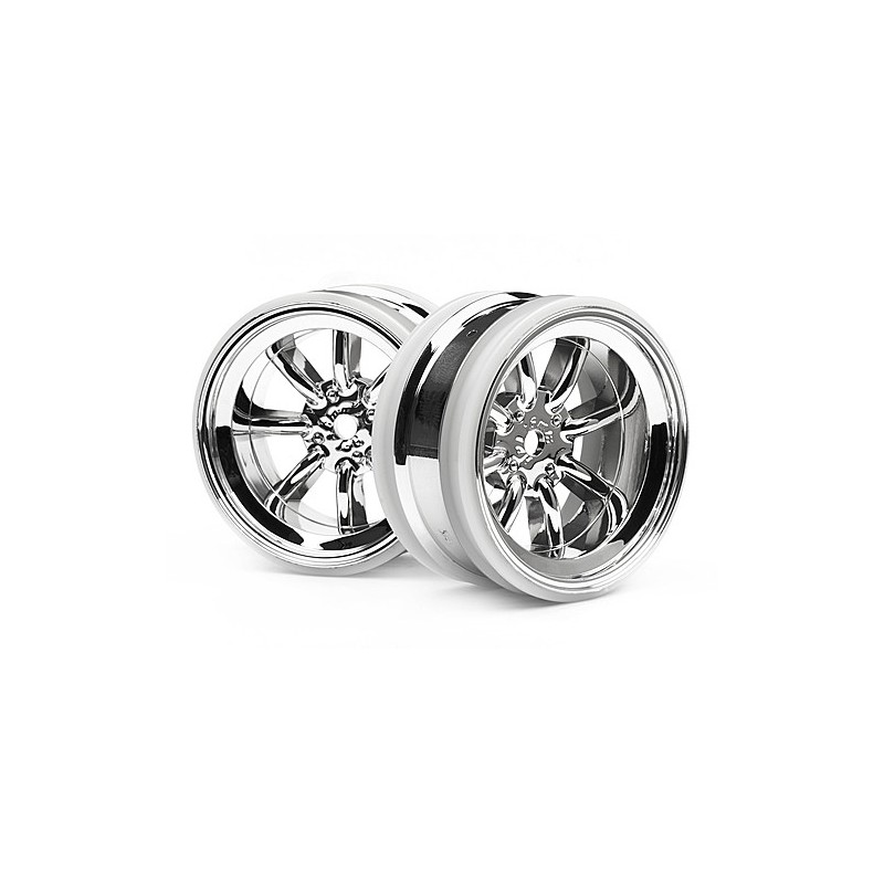 HPI RACING MX60 8 SPOKE WHEEL CHROME (6mm OFFSET/2pcs)