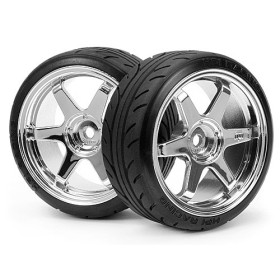HPI RACING MOUNTED SUPER DRIFT TYRE (A TYPE) ON TE37 WHEEL CHROME