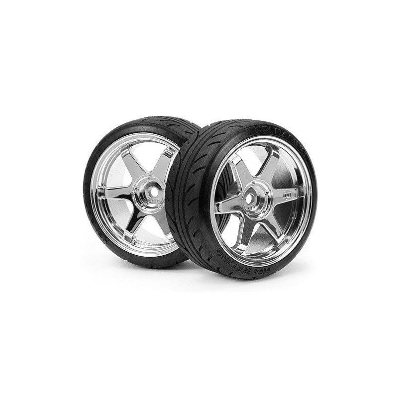 HPI RACING MOUNTED SUPER DRIFT TYRE (A TYPE) ON TE37 WHEEL CHROME