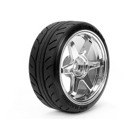 HPI RACING MOUNTED SUPER DRIFT TYRE (A TYPE) ON TE37 WHEEL CHROME