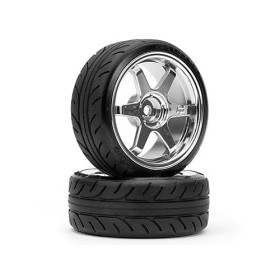 HPI RACING MOUNTED SUPER DRIFT TYRE (A TYPE) ON TE37 WHEEL CHROME