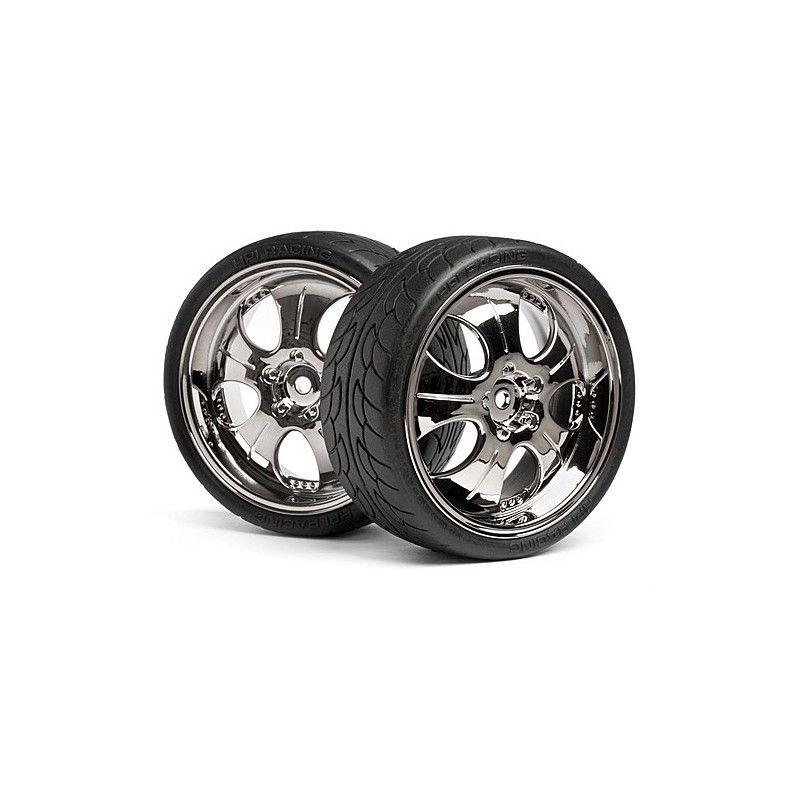 HPI RACING MOUNTED SUPER LOW TREAD TIRE (BLACK CHROME/4pcs)