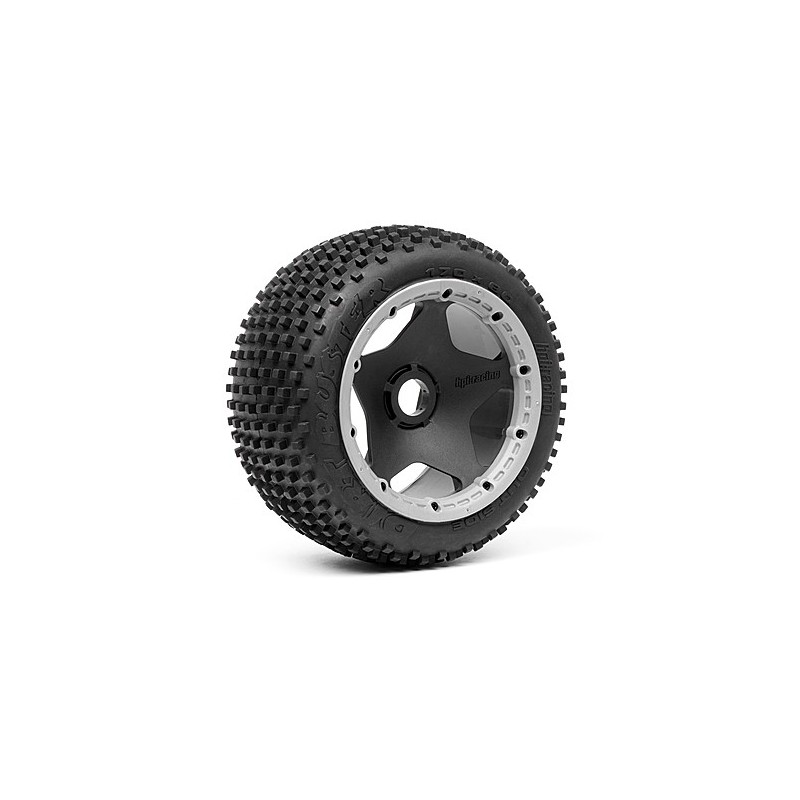 HPI RACING DIRT BUSTER BLOCK TIRE HD COMPOUND ON BLACK WHEEL