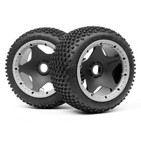 HPI RACING DIRT BUSTER BLOCK TIRE HD COMPOUND ON BLACK WHEEL