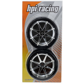 HPI RACING Koła PHALTLINE TIRE + BLAST WHEEL CHROME MT 1/8 2szt.