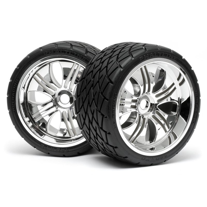 HPI RACING Koła PHALTLINE TYRE + TREMOR WHEEL CHROME 1/8 2szt.