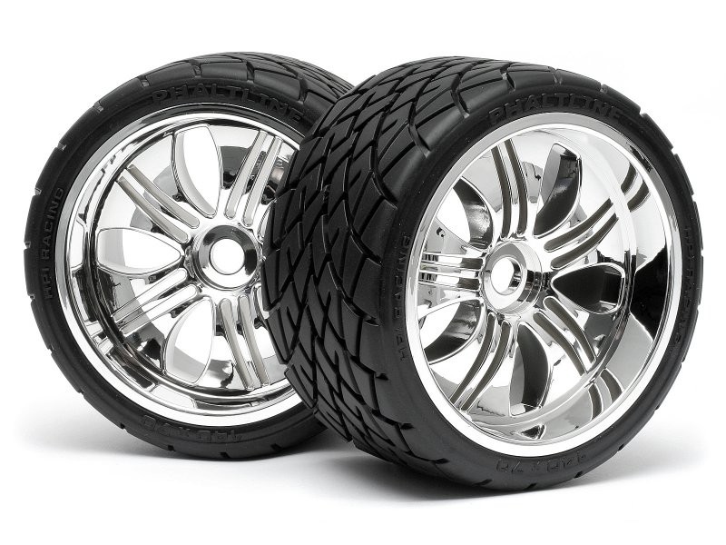 Koła asfaltowe HPI RACING - MOUNTED PHALTLINE TIRE 140x70mm on TREMOR WHEEL CHROME