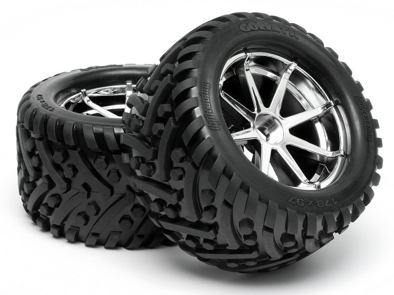 Koła HPI RACING MOUNTED GOLIATH TIRE ON BLAST WHEEL CHROME