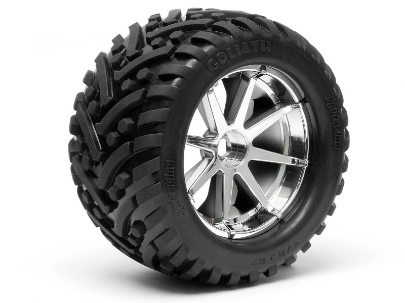 Koła HPI RACING MOUNTED GOLIATH TIRE ON BLAST WHEEL CHROME