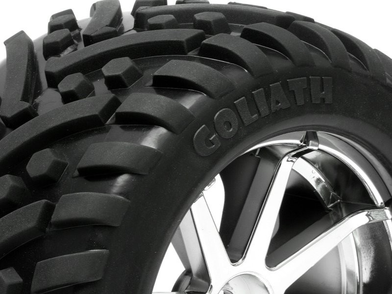 Koła HPI RACING MOUNTED GOLIATH TIRE ON BLAST WHEEL CHROME