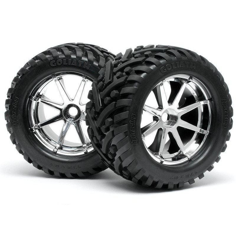 HPI RACING Koła GOLIATH TIRE + BLAST WHEEL CHROME MT 1/8 2szt.