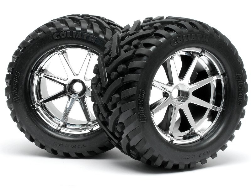 Koła HPI RACING MOUNTED GOLIATH TIRE ON BLAST WHEEL CHROME