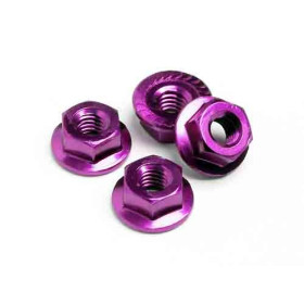 HPI RACING WHEEL NUT M4 SERRATED (PURPLE/4pcs)