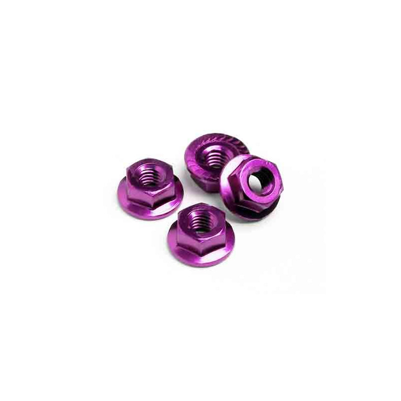 HPI RACING WHEEL NUT M4 SERRATED (PURPLE/4pcs)