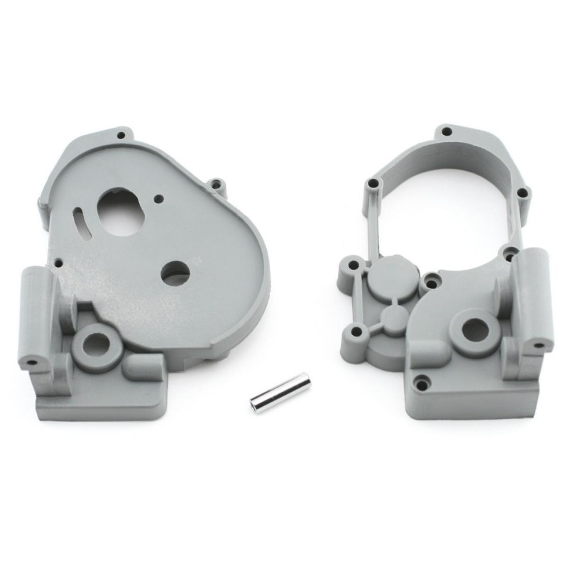 TRAXXAS Gearbox halves (L&R) (grey) w/ idler gear shaft