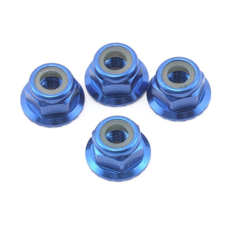 TRAXXAS Nakrętki samohamowne M4 - Nuts, aluminum, flanged (Niebieskie)