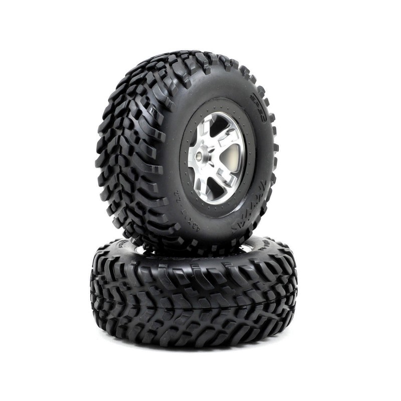 TRAXXAS Koła SCT satin chrome, black beadlock style wheels