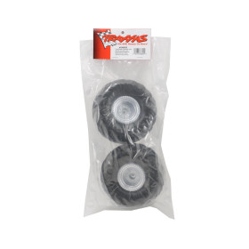 TRAXXAS Koła 2szt. Satin Chrome Wheels + Terra Groove Dual Profile Tires