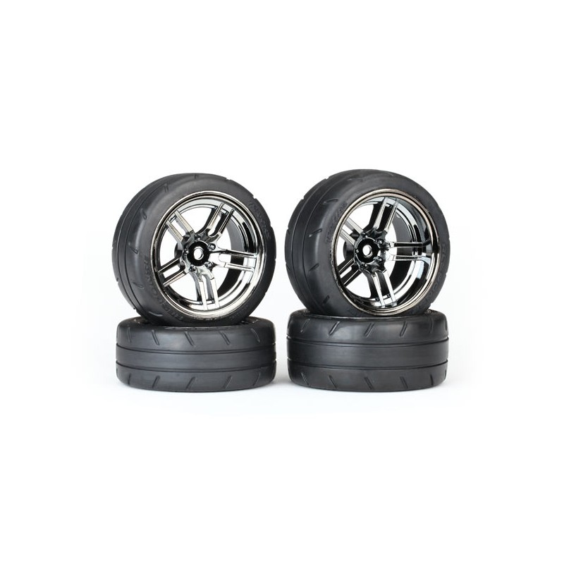 TRAXXAS Koła na asfalt 1/10 Split-Spoke Black Chrome Wheels, 1.9"