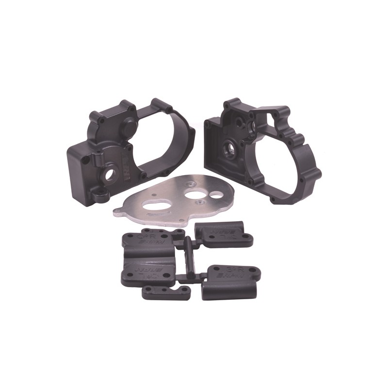 RPM Obudowa przekładni (czarna) / Gearbox Housing and Rear Mounts (Black) - Traxxas Slash Bandit Rustler Stampede 3691 3691A