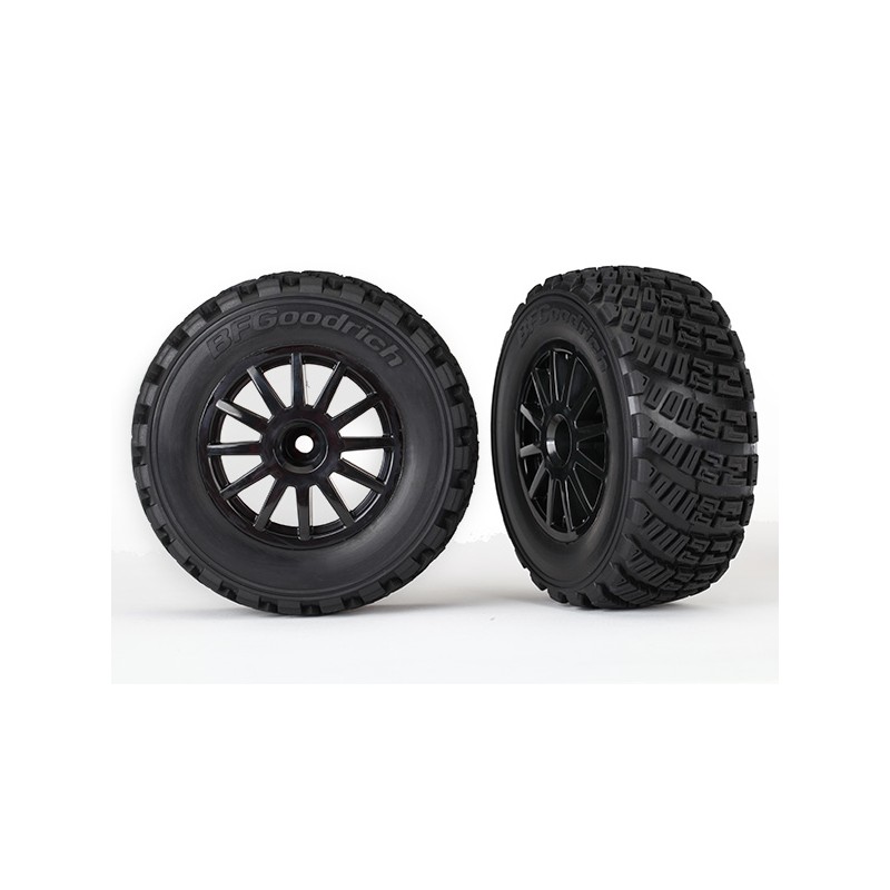 TRAXXAS Koła 2szt. Black wheels, gravel pattern tires,TSM 1/10